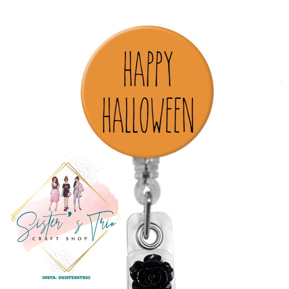 Happy Halloween Rae Dunn Retractable Badge Holder